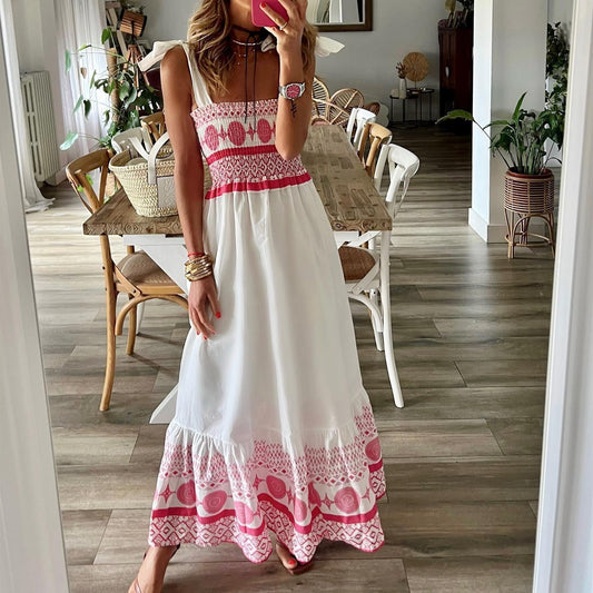 Sophia – Bedrucktes, Schnürbares, Elastisches Langkleid