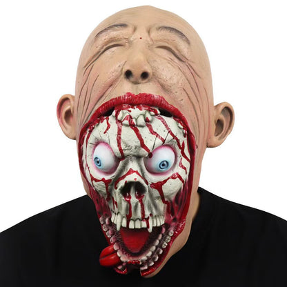 Halloween latex mask for adults – creepy big mouth skeleton horror mask – perfect for costume parties & decoration