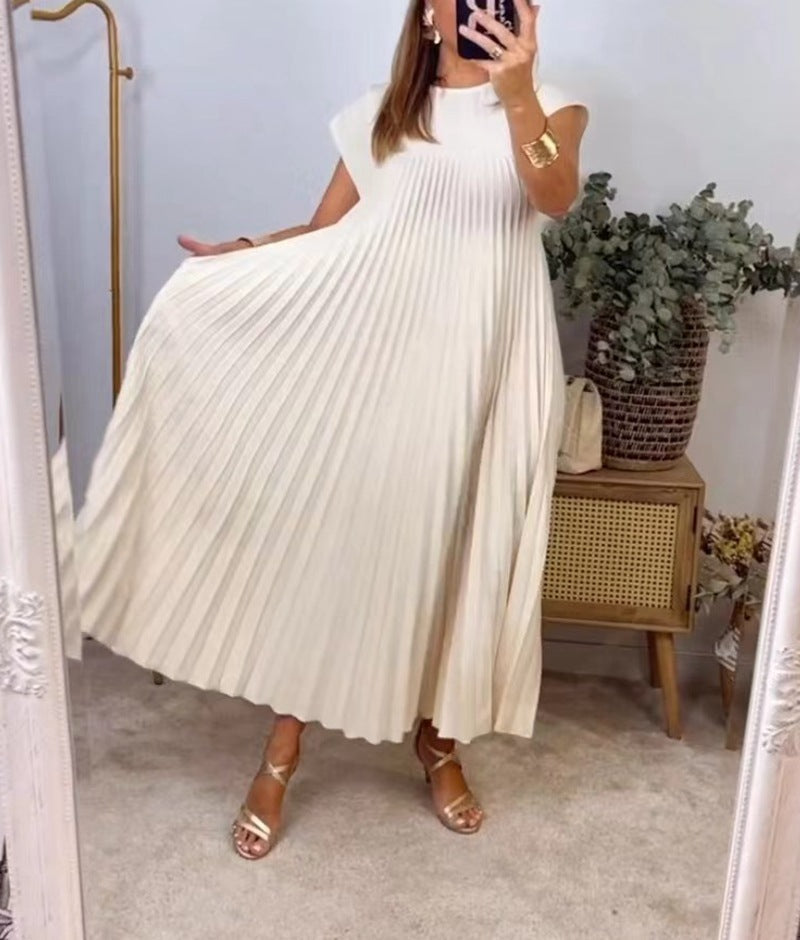 Samantha – Langes Sommerkleid mit kurzen Ärmeln und Falten