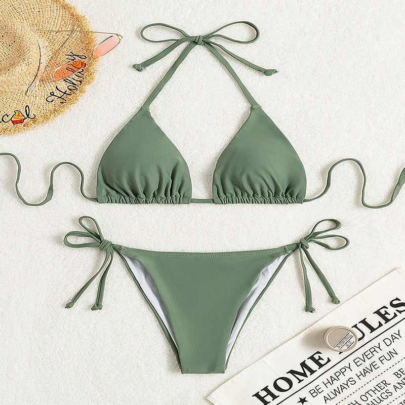 Helen – Bikinis with tied halter in solid color