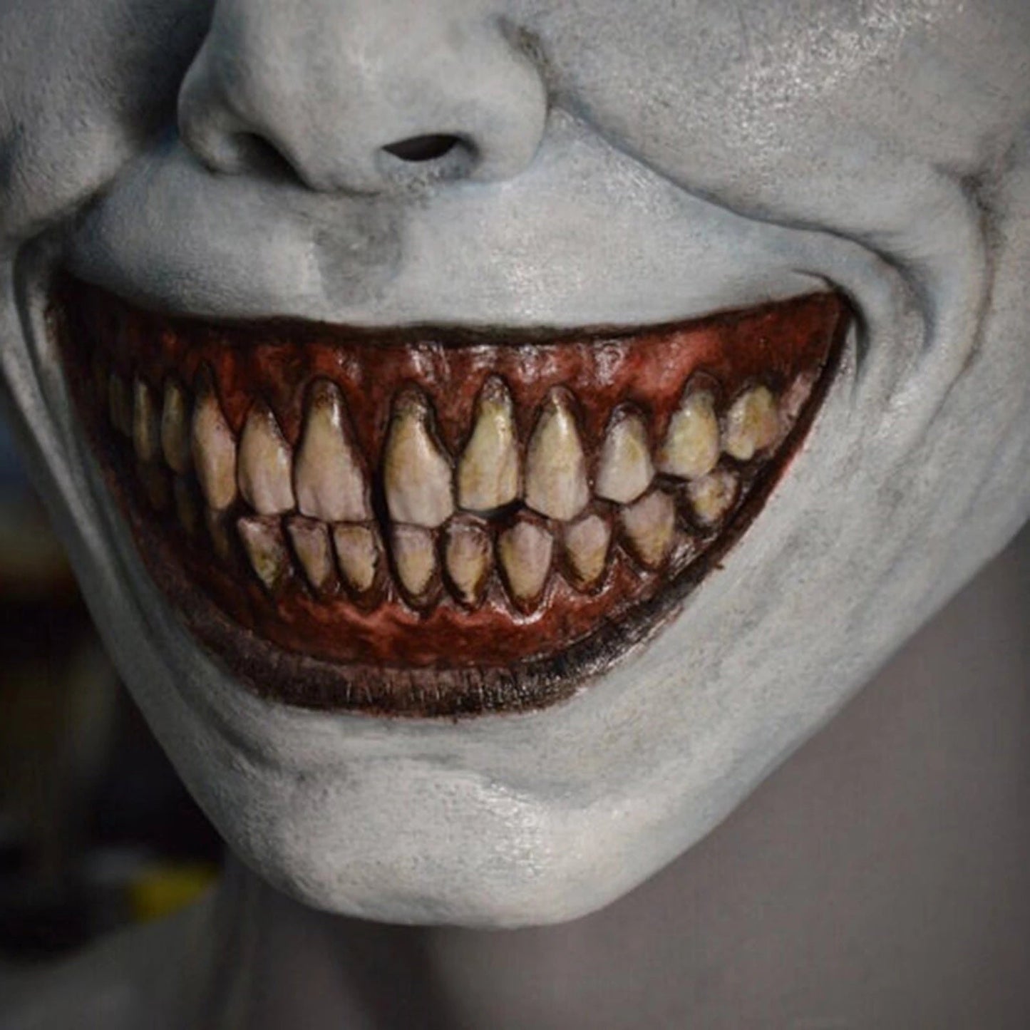 Halloween latex mask demon with white eyes – unisex horror costume for spooky parties