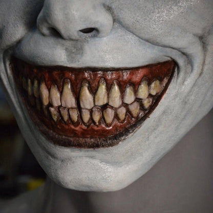 Halloween latex mask demon with white eyes – unisex horror costume for spooky parties