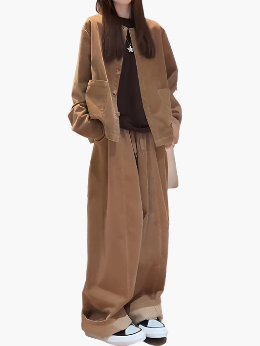 Damen Oversized Anzug Zweiteiler Set – Eleganter Freizeit-Look für Herbst und Winter