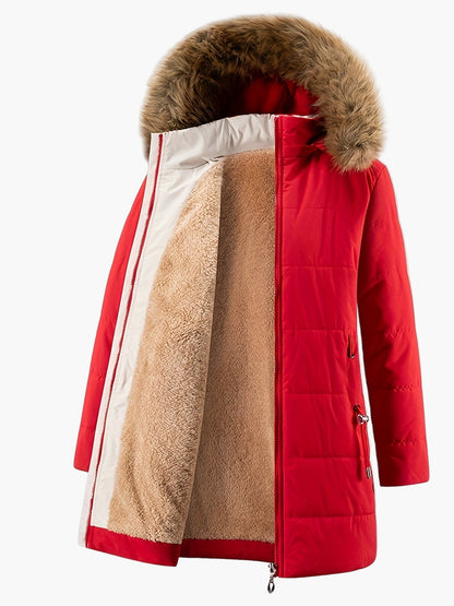 Damen Winterparka mit Kapuze und Kunstfellkragen – Stilvoller, warmer Alltagsmantel