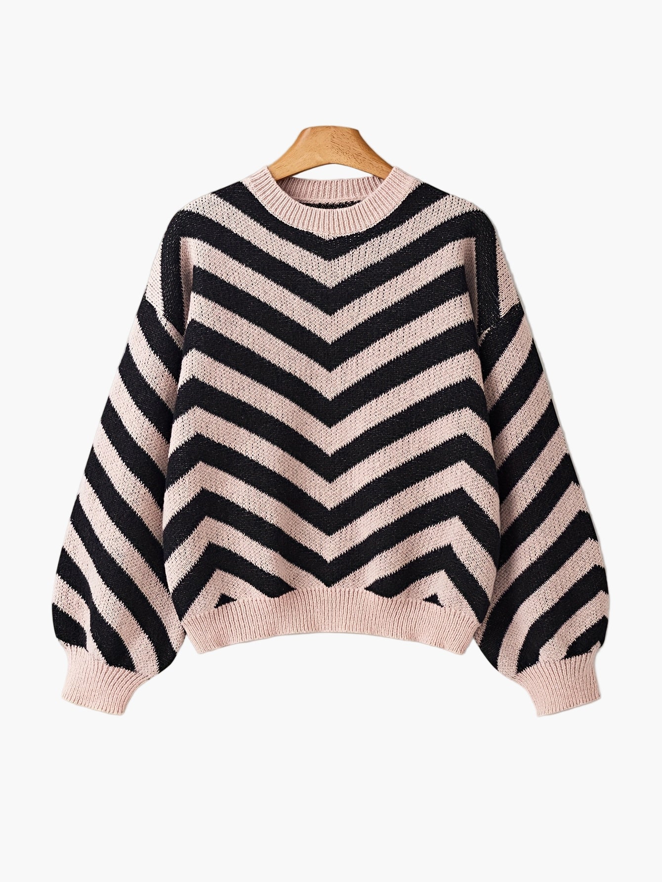 Damen Strickpullover mit Chevron-Muster und modernem Oversize-Look – Perfekt für Herbst und Winter