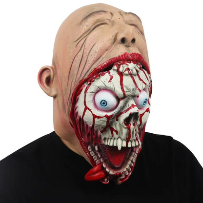 Halloween latex mask for adults – creepy big mouth skeleton horror mask – perfect for costume parties & decoration