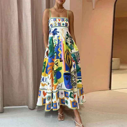 Zoe – Ärmelloses Hochtailliertes Druckkleid