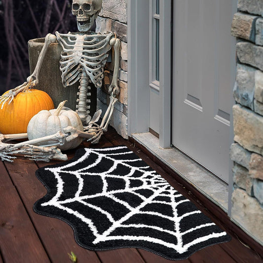 Halloween doormat spider web – decorative door mat for spooky Halloween decor and parties
