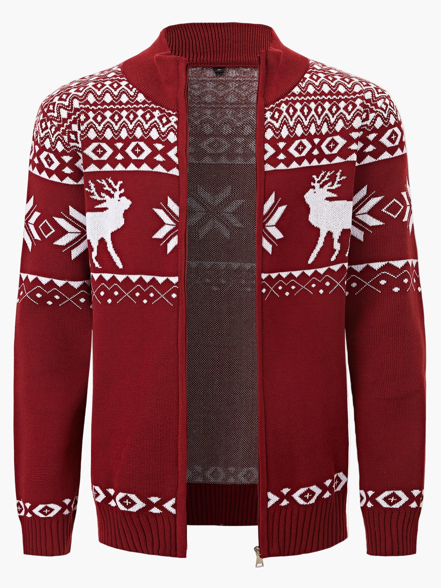 Men's knitted cardigan with reindeer pattern – Christmas style, casual, ideal for autumn and winter
