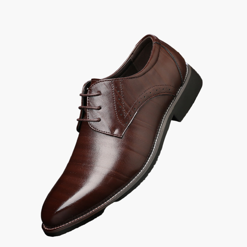 Men's Business Lace-up Shoes with Brogue Details – Elegant Shoes for Office and Festive Occasions