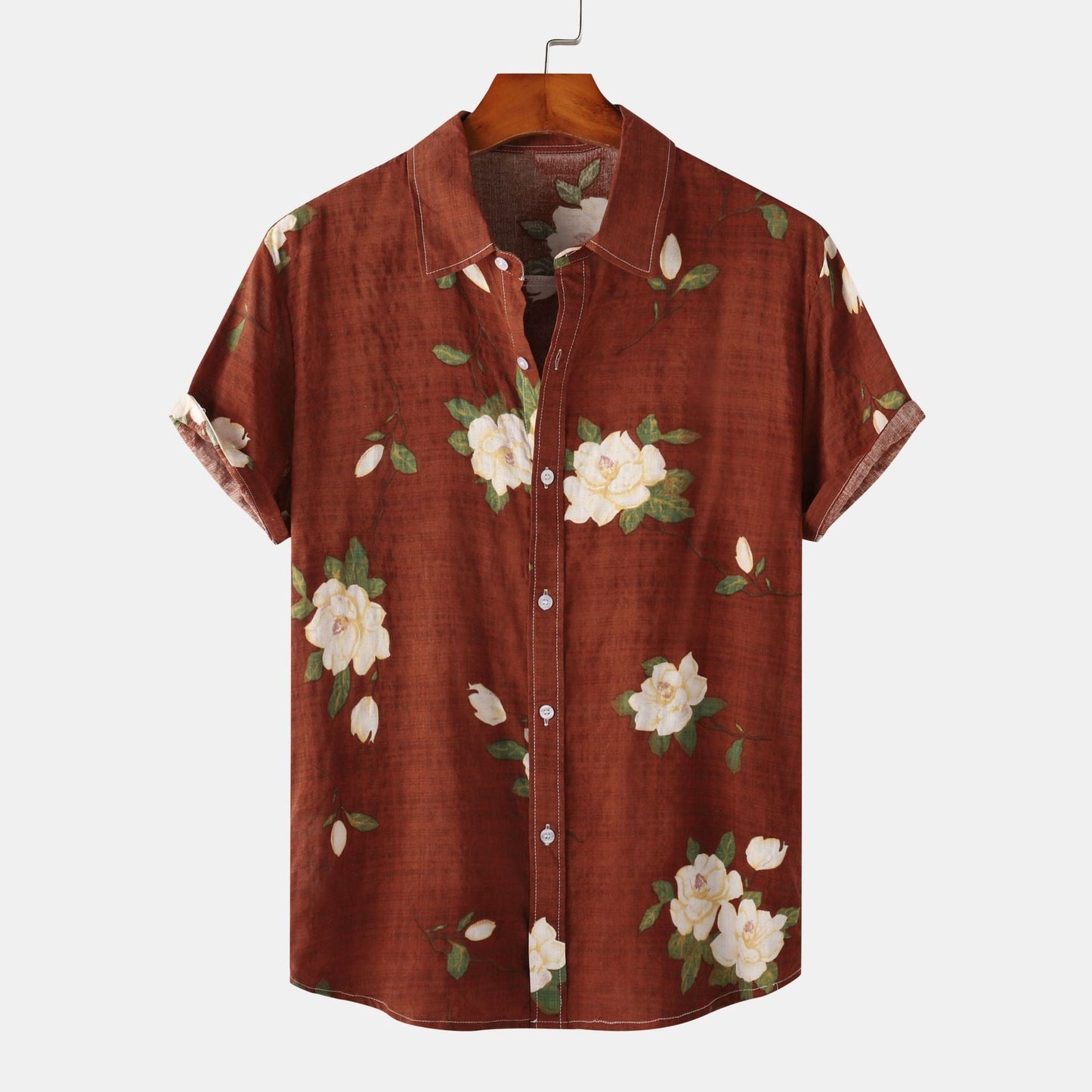 Herren Vintage Kurzarmhemd mit Blumenmuster – Lässiges Sommerhemd für Freizeit und Urlaub