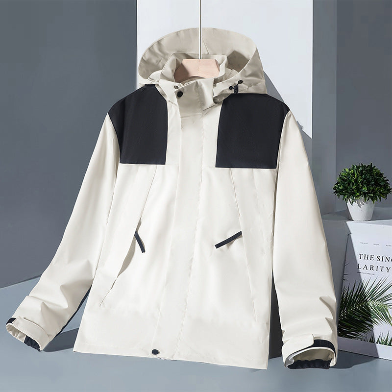 Tim – Modischer Unisex Kapuzenwindbreaker mit Farbblock und Taschen, wasserdichte Oberbekleidung für Männer und Frauen