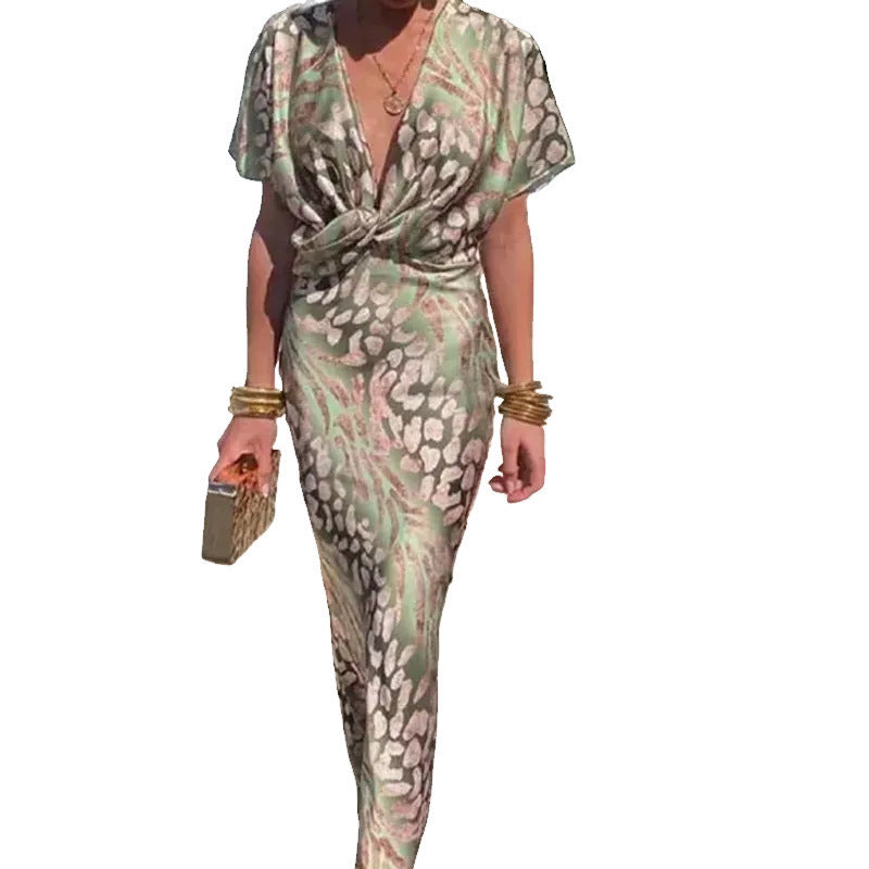 Holly – Elegantes Kleid mit V-Ausschnitt und Druckmuster