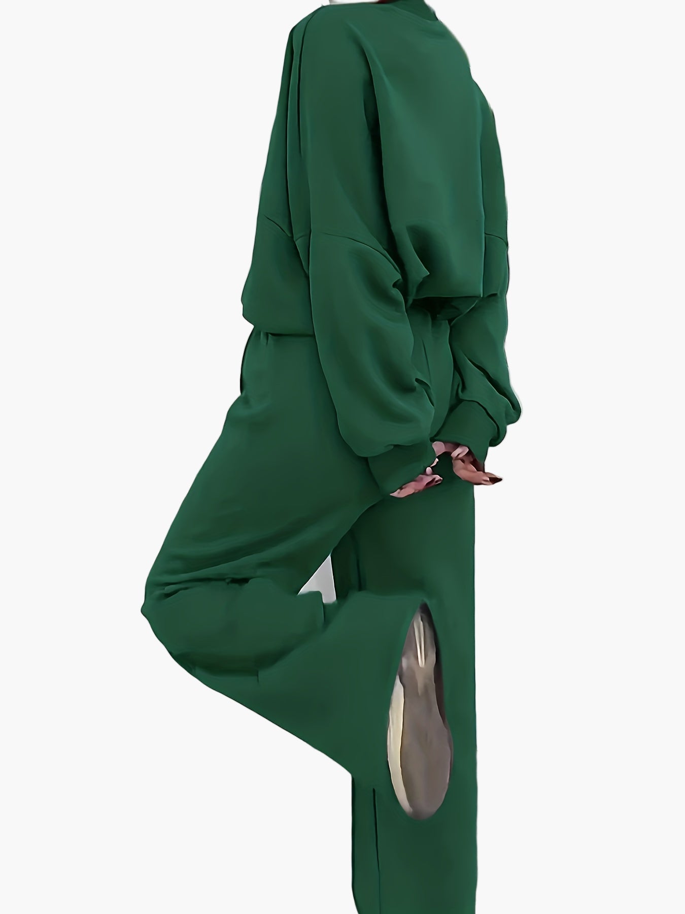 Damen Freizeit-Zweiteiler mit Reißverschluss und weitem Bein – Lässig & Bequem für Alltag oder Reise