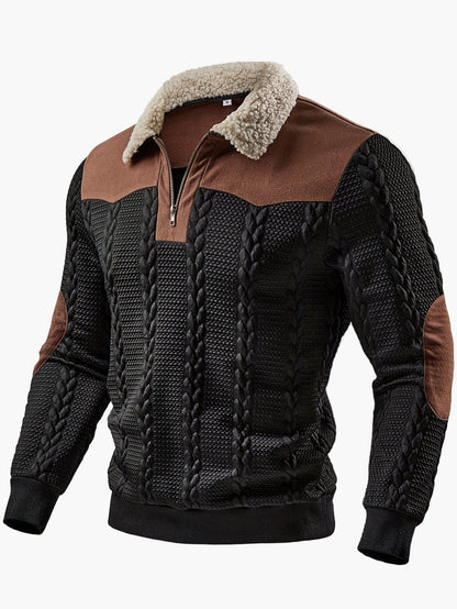 Men's knitted sweater with zipper and teddy collar – fashionable casual look for autumn and winter