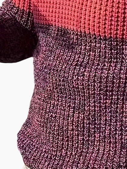 Men's knitted sweater with stripe pattern and stand-up collar – fashionable casual sweater with quarter zipper