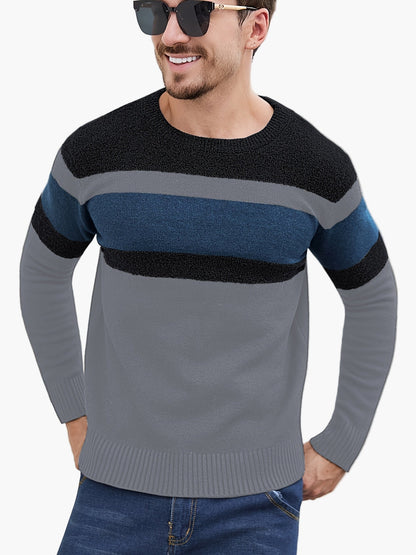 Men's Sweater with Stripe Pattern – Modern Casual Look for Autumn and Winter