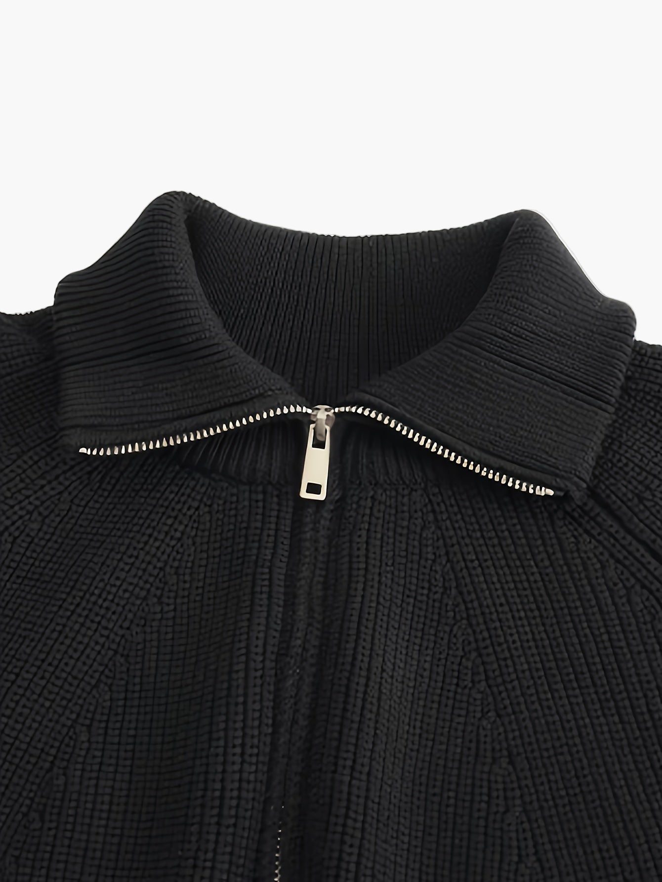 Men's knitted sweater with zipper and stand-up collar – modern casual design for autumn and winter