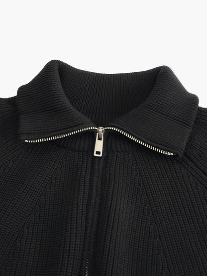 Men's knitted sweater with zipper and stand-up collar – modern casual design for autumn and winter