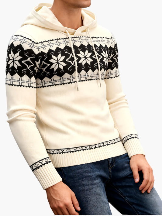 Men's hoodie with Scandinavian Christmas pattern – casual winter hoodie