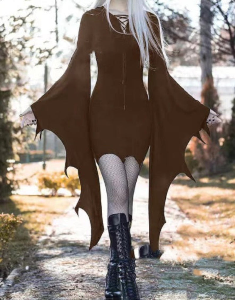 Halloween women's dress vampire bat witch costume gothic party outfit