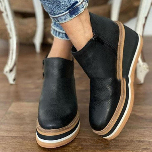 Zoe – Flache Stiefel mit seitlichem Reißverschluss für Herbst und Winter