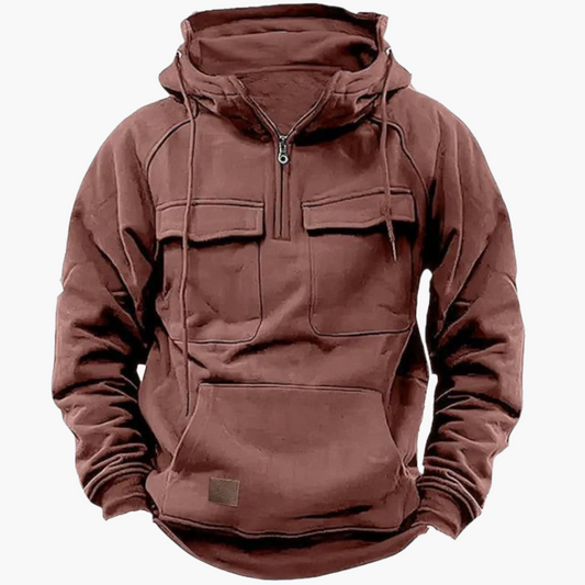 Herren Winter Hoodie mit Zipper – Komfortabler Militärstil für Outdoor & Freizeit
