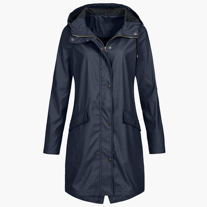 Damen Regenmantel – Moderner, langer Windbreaker für Alltag & Outdoor
