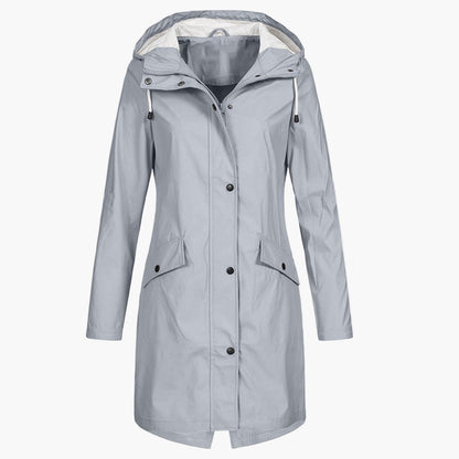 Damen Regenmantel – Moderner, langer Windbreaker für Alltag & Outdoor