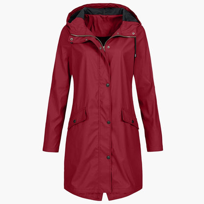 Damen Regenmantel – Moderner, langer Windbreaker für Alltag & Outdoor