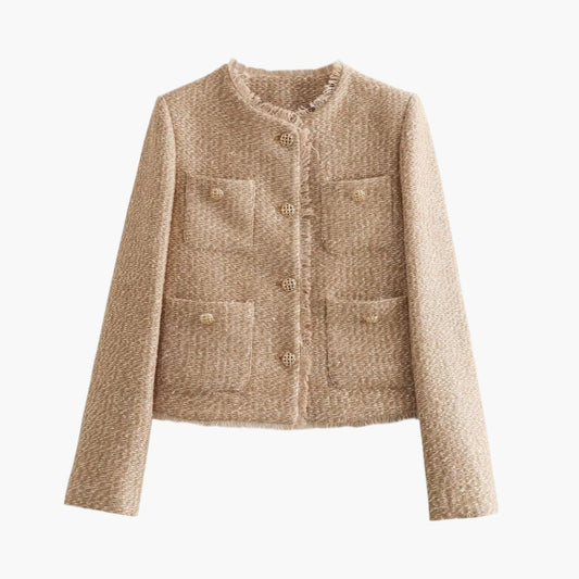 Women's Tweed Blazer Jacket – Elegant Business Chic for Everyday and Office