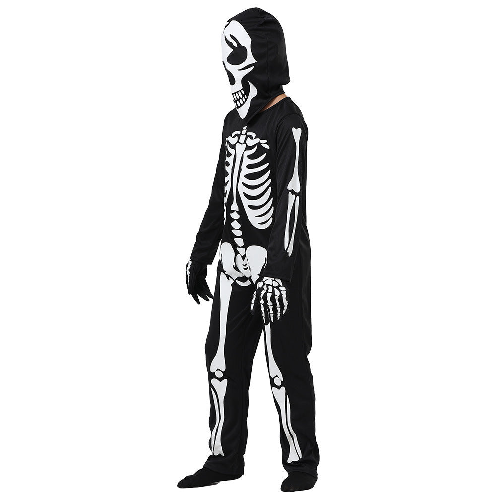 Halloween Children's Skeleton Costume – Glowing Full-Body Outfit for Spooky Fun and Party