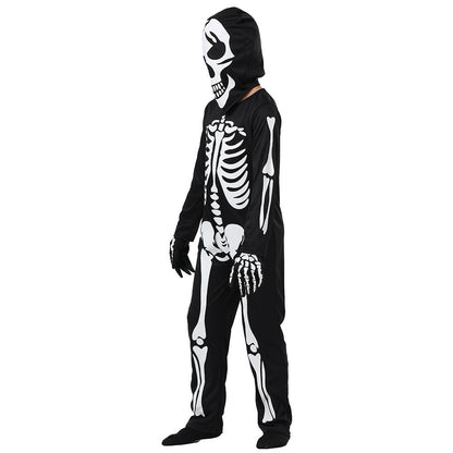 Halloween Children's Skeleton Costume – Glowing Full-Body Outfit for Spooky Fun and Party