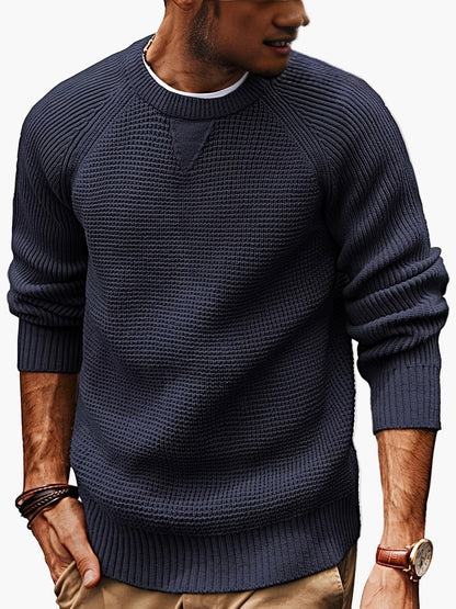 Men's knitted sweater vintage style – casual crew neck sweater for everyday and leisure