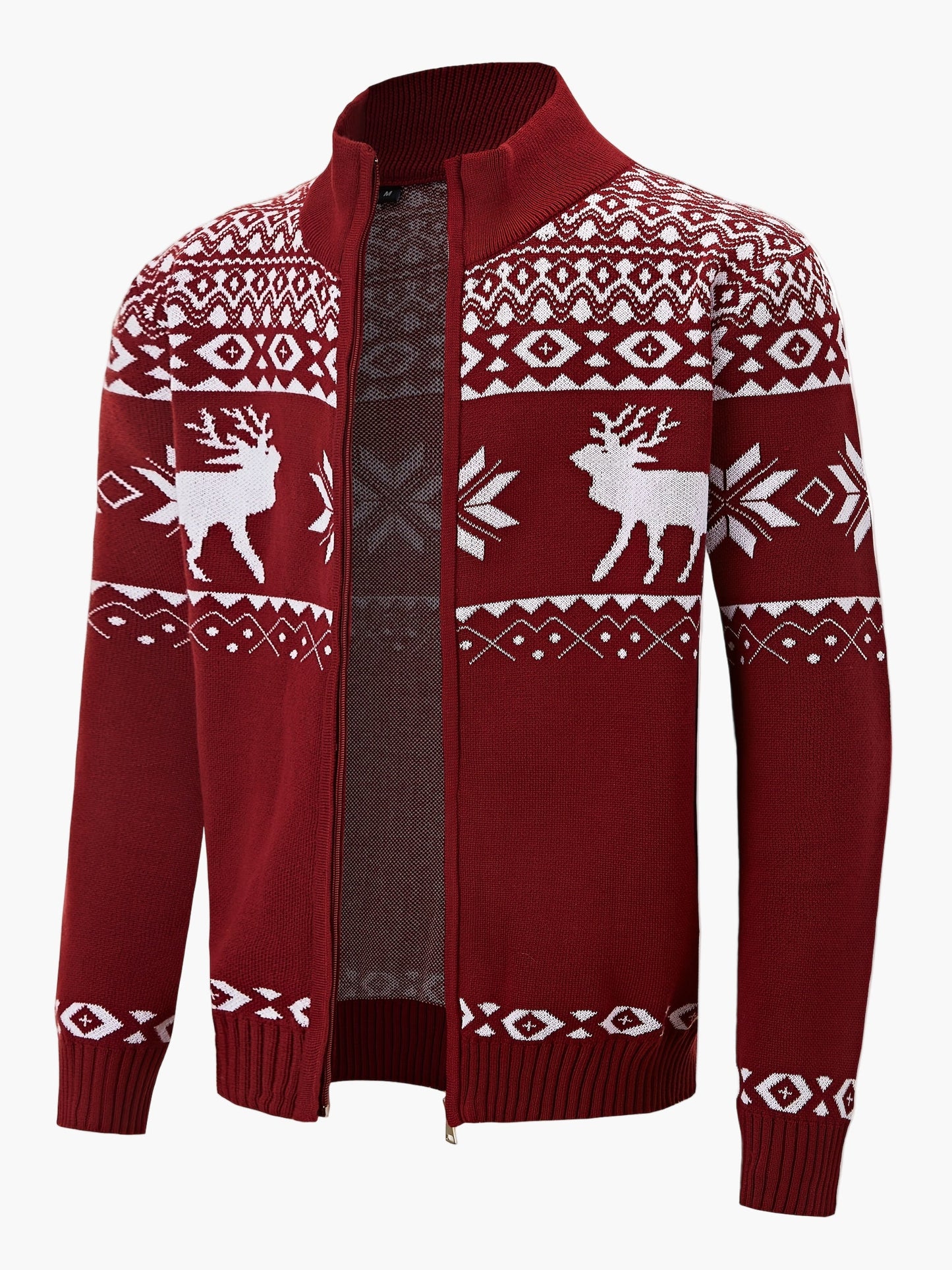 Men's knitted cardigan with reindeer pattern – Christmas style, casual, ideal for autumn and winter