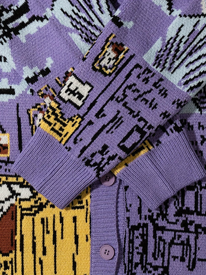 Men's knitted cardigan in art style with Van Gogh motif – Casual cardigan for autumn and winter