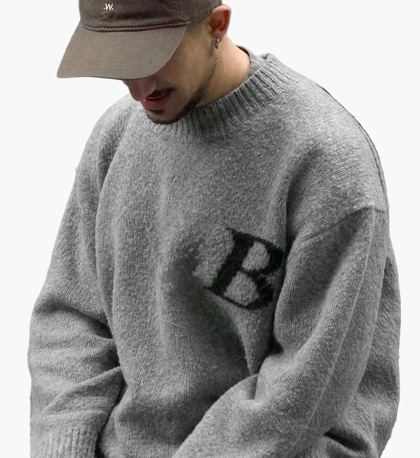 Men's street style pullover with letter pattern and loose fit – perfect for autumn and winter