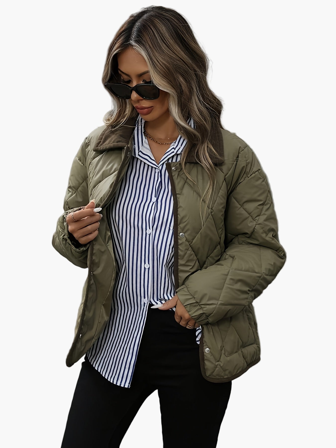 Women's Vintage Quilted Jacket with Contrast Details – Stylish Transitional Jacket for Everyday and Leisure