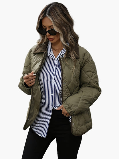 Women's Vintage Quilted Jacket with Contrast Details – Stylish Transitional Jacket for Everyday and Leisure