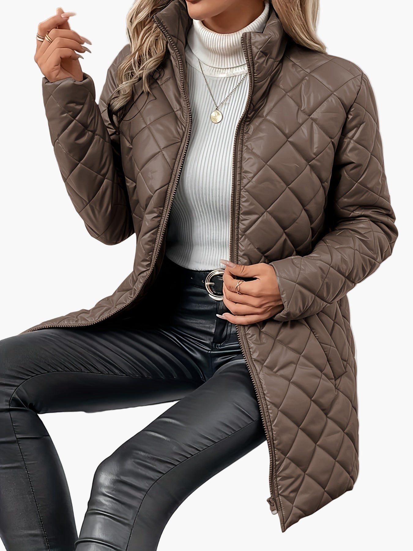 Women's quilted jacket with zipper – fashionable transitional jacket for everyday and leisure use