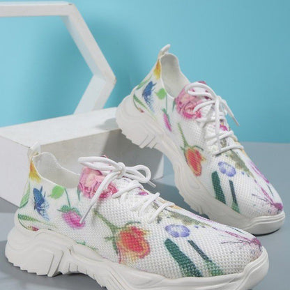 Barbara – Blumenfreizeitschuhe mit Flacher Sohle für Damen