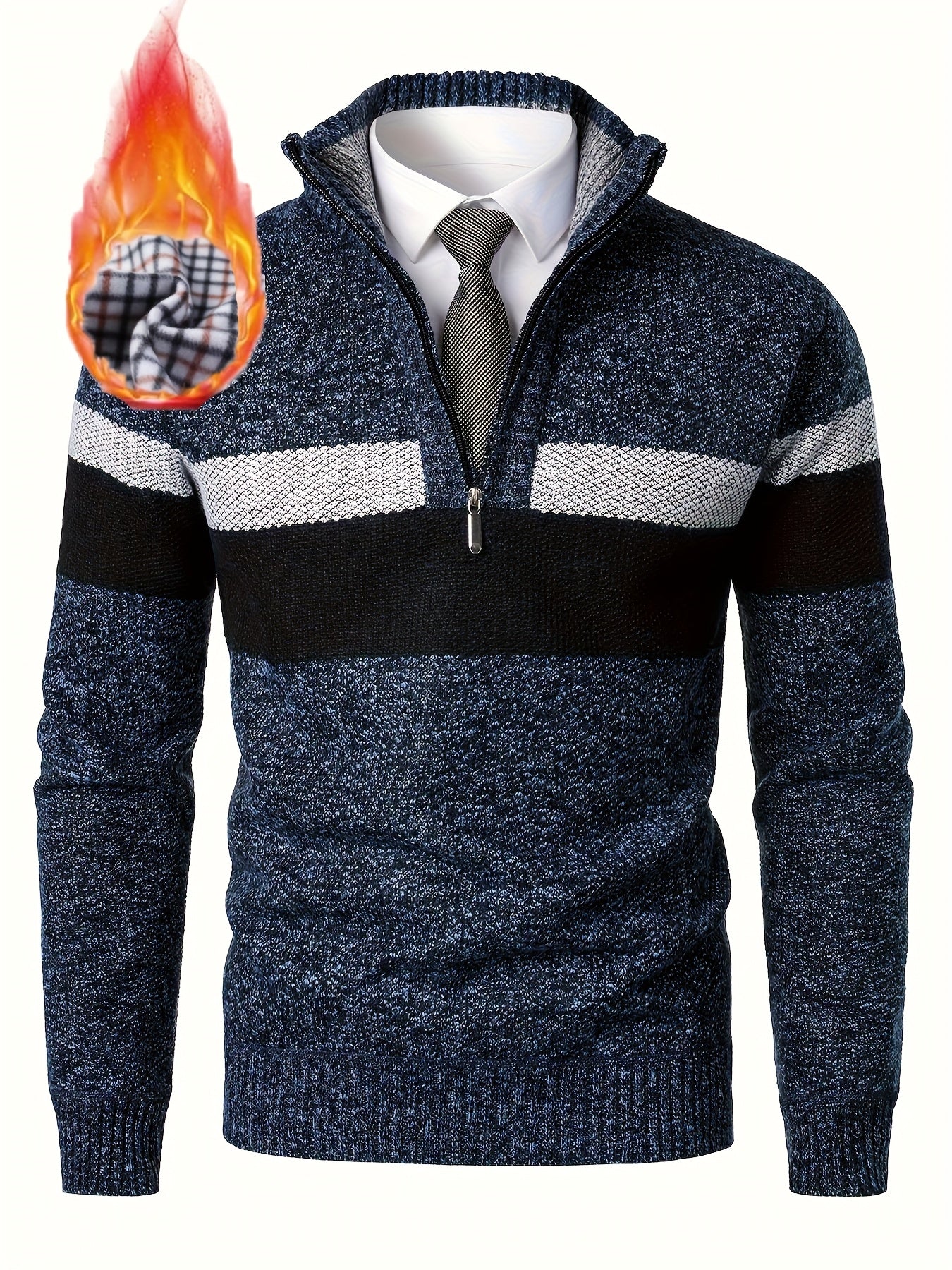 Men's knitted pullover with quarter zipper – fashionable casual style for autumn & winter