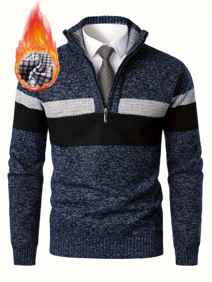 Men's knitted pullover with quarter zipper – fashionable casual style for autumn & winter