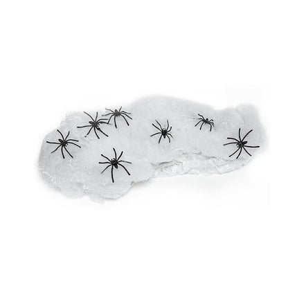 Halloween decoration spider web with spiders – creepy party decoration for outdoors and indoors