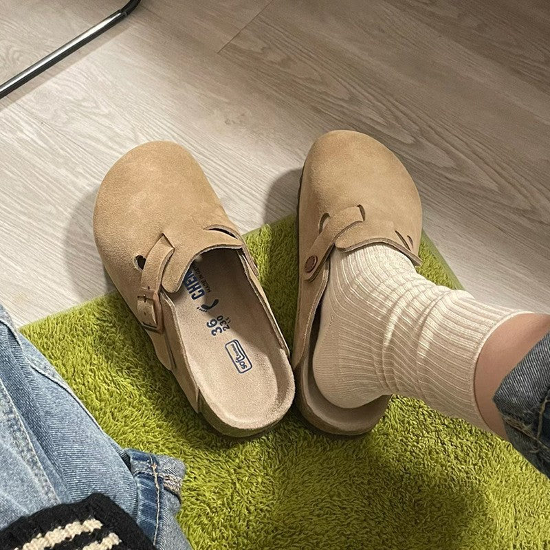 Sophie – Französische Retro Halbschuhe mit geschlossenem Zehenbereich aus veganem Leder