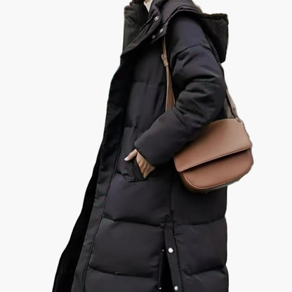 Women's Long Quilted Coat Elegant Winter Coat with Hood – Perfect for Everyday and Outdoor Use