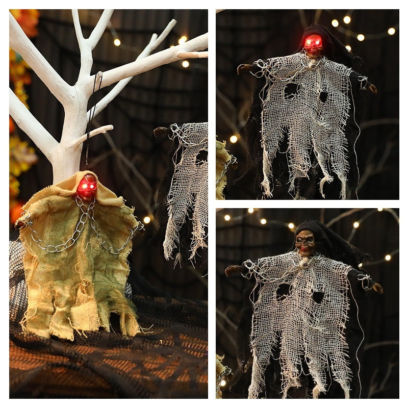 Halloween Hanging Ghost Chain with Glowing Eyes – Creepy Decoration for Halloween Parties