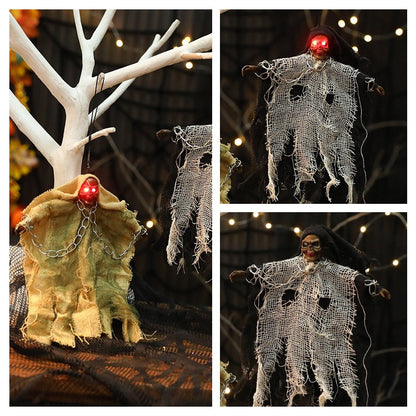 Halloween Hanging Ghost Chain with Glowing Eyes – Creepy Decoration for Halloween Parties