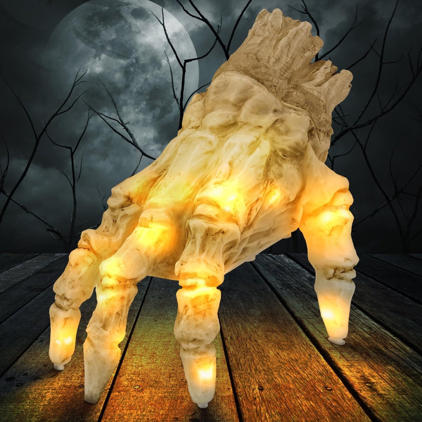 Halloween Glowing Electric Ghost Hand – Movable Zombie Decoration for Horror Parties & Haunted House