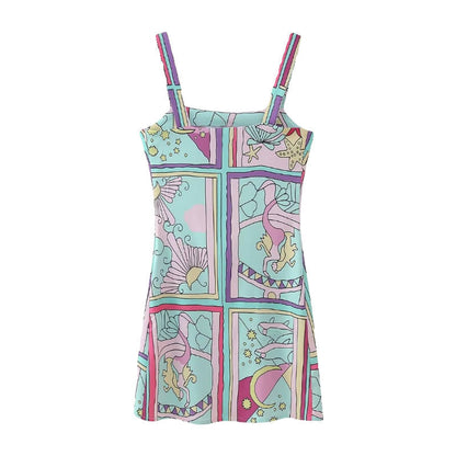 Fiona – Creative Print Pinafore Dress for Women